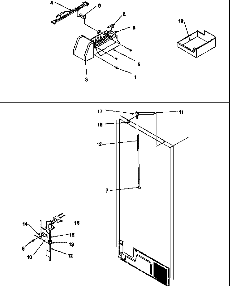 FACTORY INSTALLED ICE MAKER Diagram and Parts List for TRI25S5E P1300001W E Amana Refrigerator