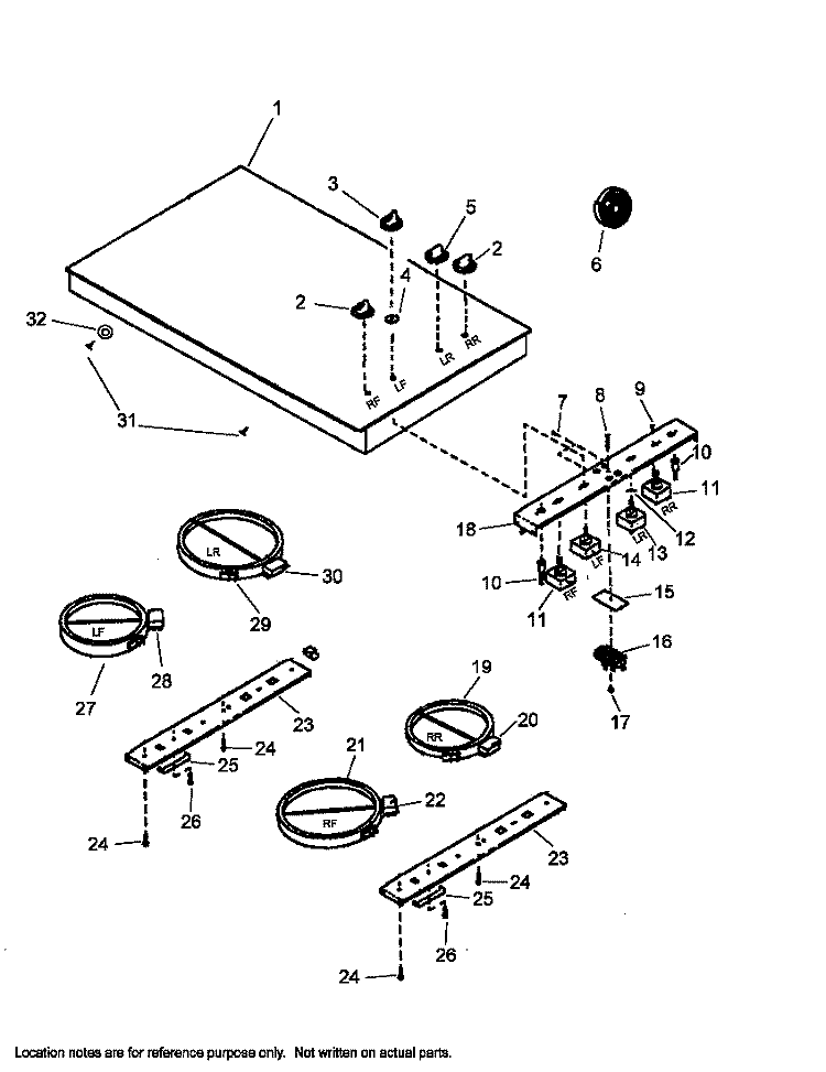 COOKTOP ASSY Diagram and Parts List for CAK2T30W1 P1131567N W Amana Cooktop