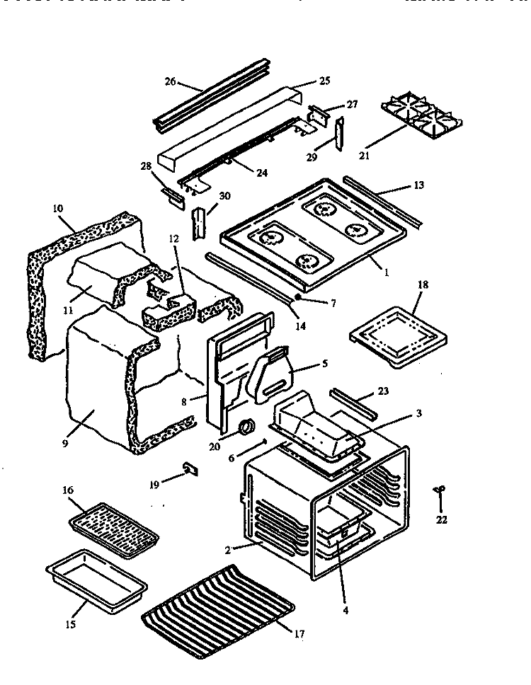 MAIN TOP AND OVEN ASSY Diagram and Parts List for RST310UWW P1130739N Amana Range