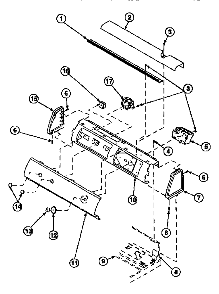 GRAPHIC PANEL, CTRL MTG PLATE AND CTRLS Diagram and Parts List for LW6661W2 PLW6661W2 B Amana Washer