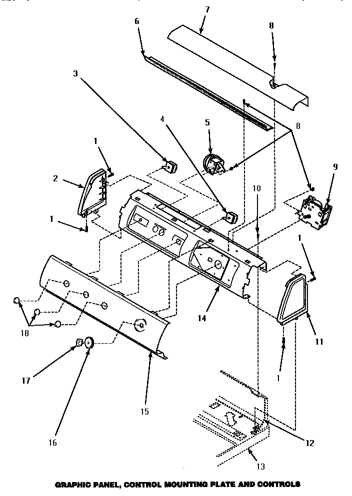 Graphic Panel, Ctrl Mtg Plate & Ctrls Diagram and Parts List for LW4303L-P1163304WL  Amana Washer