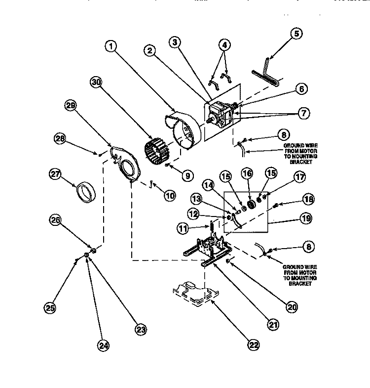MOTOR, EXHAUST FAN AND BELT Diagram and Parts List for LG8109L2 PLG8109L2 Amana Dryer