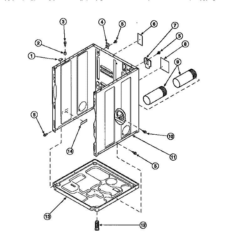 CABINET, EXHAUST DUCT AND BASE Diagram and Parts List for LG8109L2 PLG8109L2 Amana Dryer
