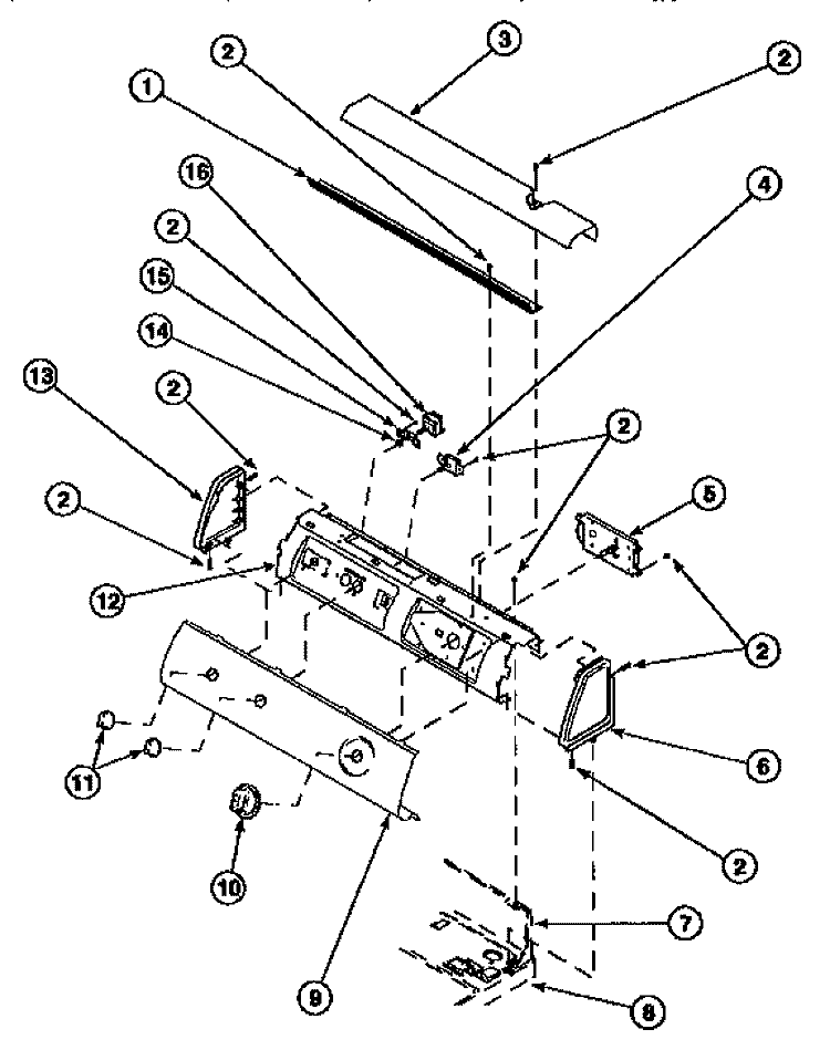 GRAPHIC PANEL, CONTROL HOOD AND CONTROLS Diagram and Parts List for LG8319W2 PLG8319W2 Amana Dryer