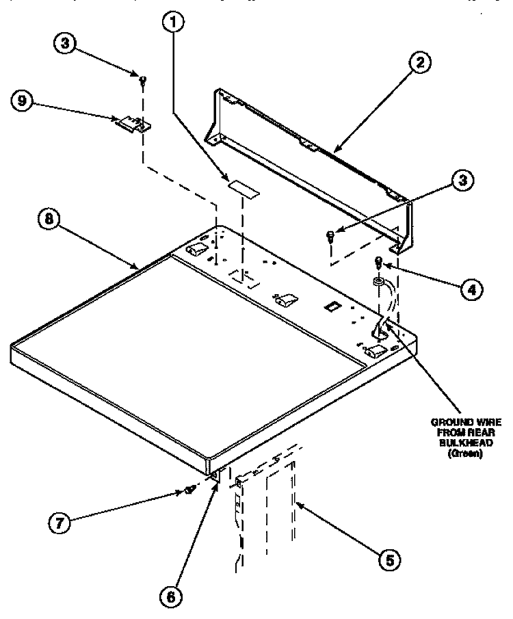 CABINET TOP AND CONTROL HOOD REAR PANEL Diagram and Parts List for LG8319W2 PLG8319W2 Amana Dryer