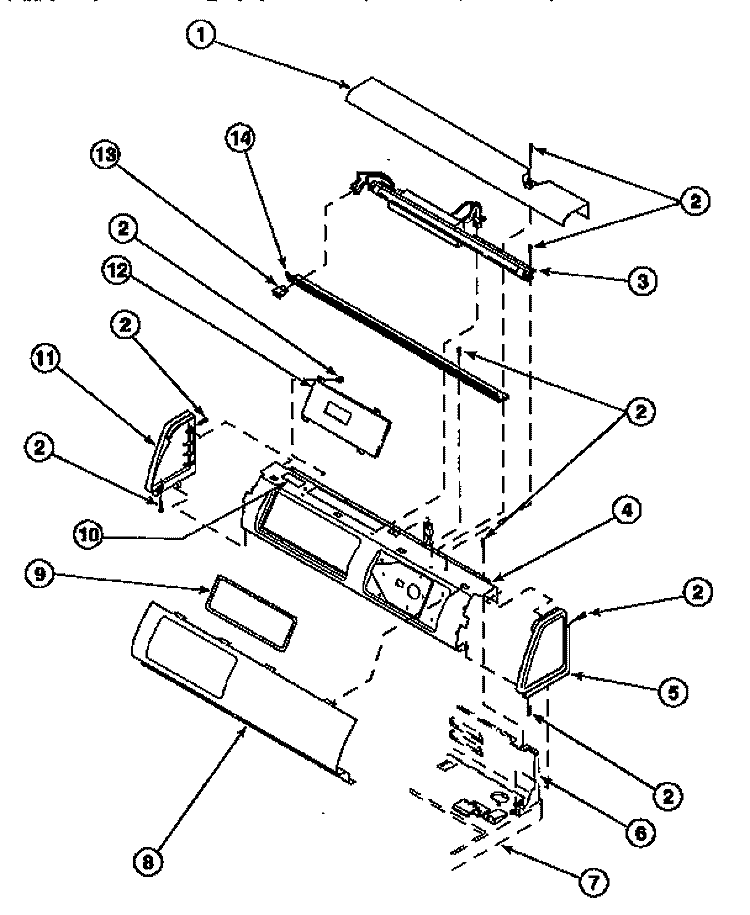GRAPHIC PANEL, CONTROL HOOD AND CONTROLS Diagram and Parts List for LE8107L2 PLE8107L2 Amana Dryer