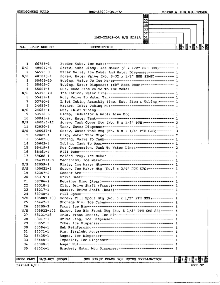 Ice And Water Dispenser Page 2 Diagram and Parts List for 22902-OA  Admiral Refrigerator