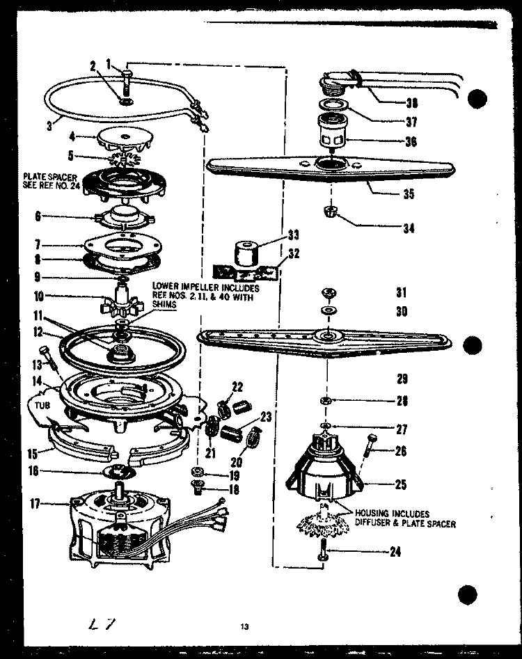 Page 7 Diagram and Parts List for GTX-95DW  Amana Dishwasher