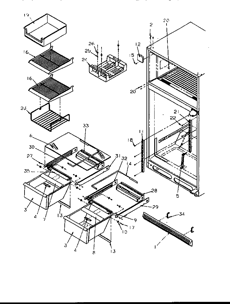 CABINET SHELVING Diagram and Parts List for TRI22S4L P1196302W L Amana Refrigerator