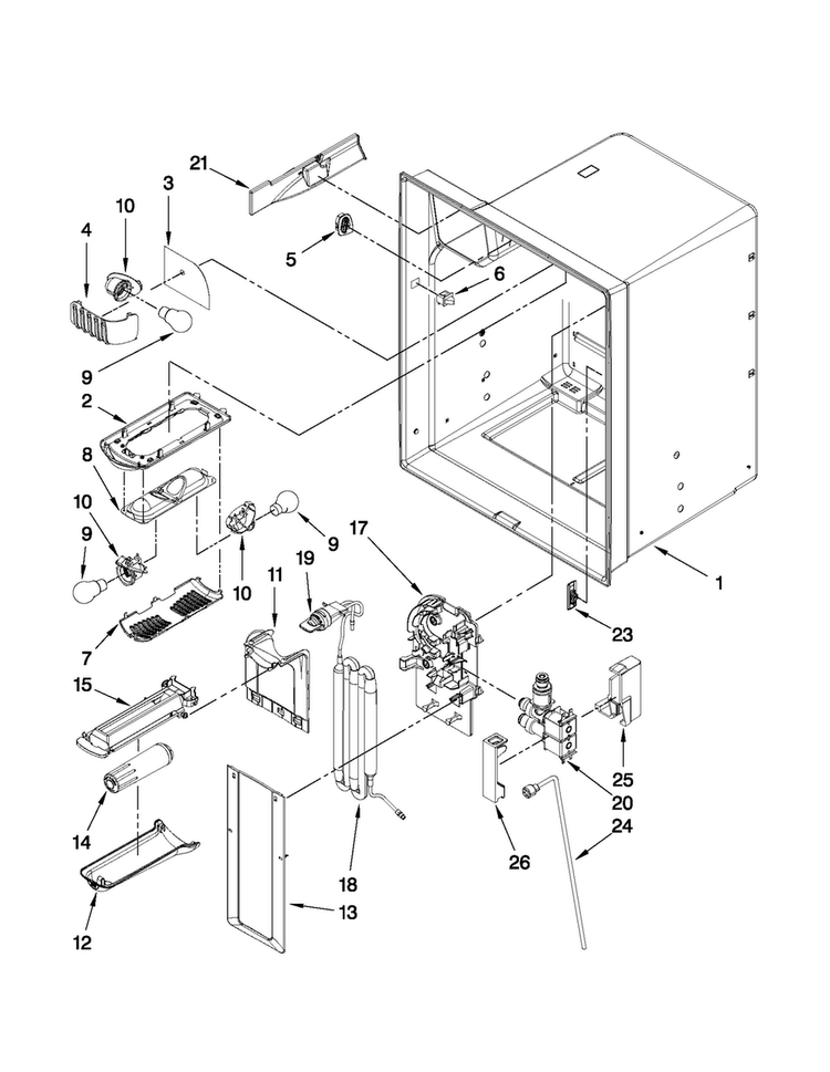 Refrigerator Liner Parts Diagram and Parts List for JFI2089WES4  Jenn-Air Refrigerator