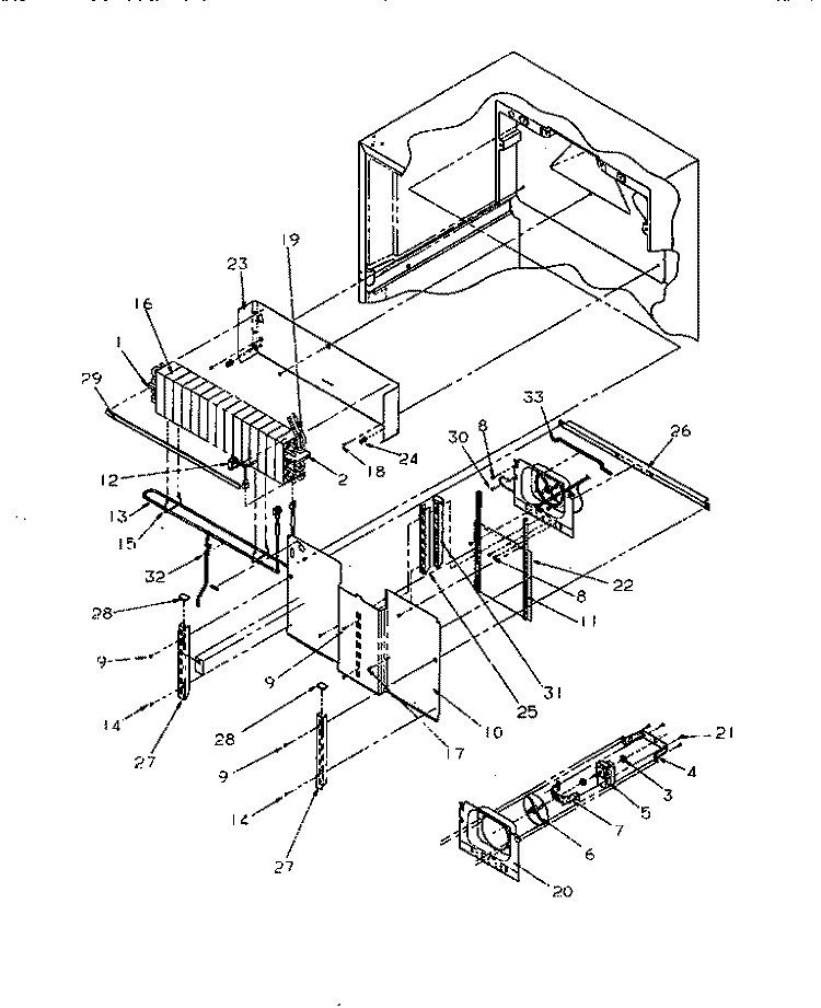 EVAP AREA Diagram and Parts List for TRI22S4L P1196302W L Amana Refrigerator