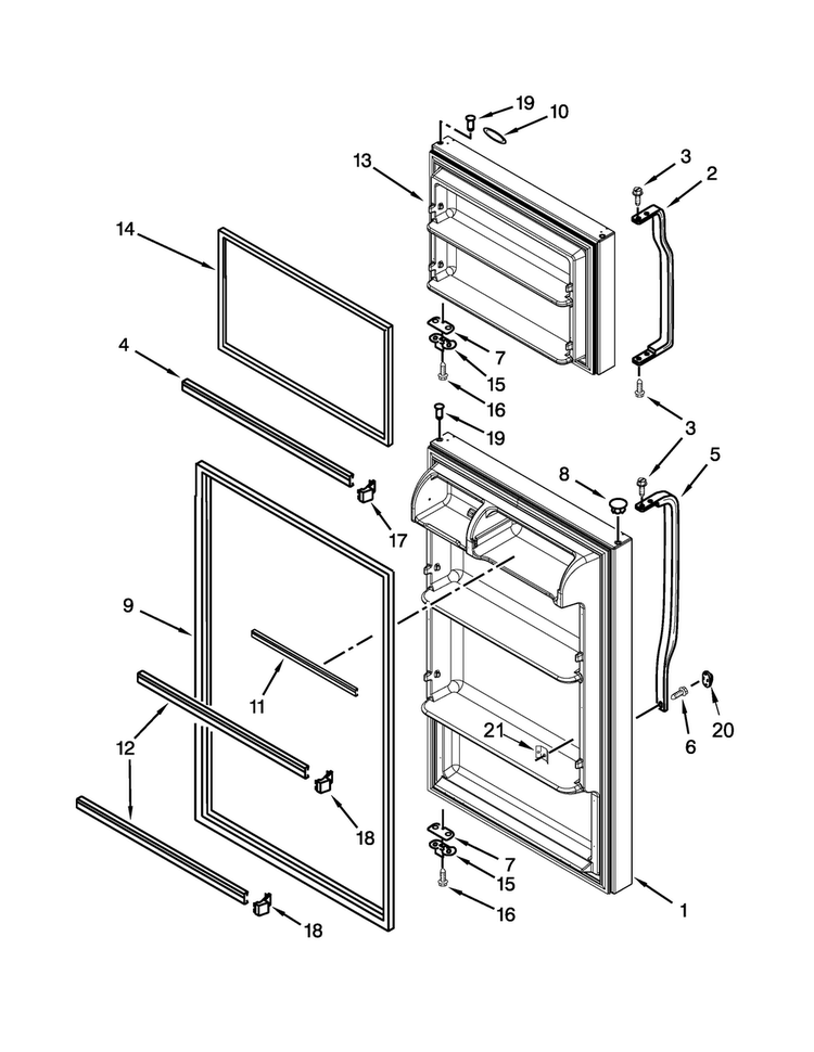 Door Parts Diagram and Parts List for A8TXCWFXW00  Amana Refrigerator