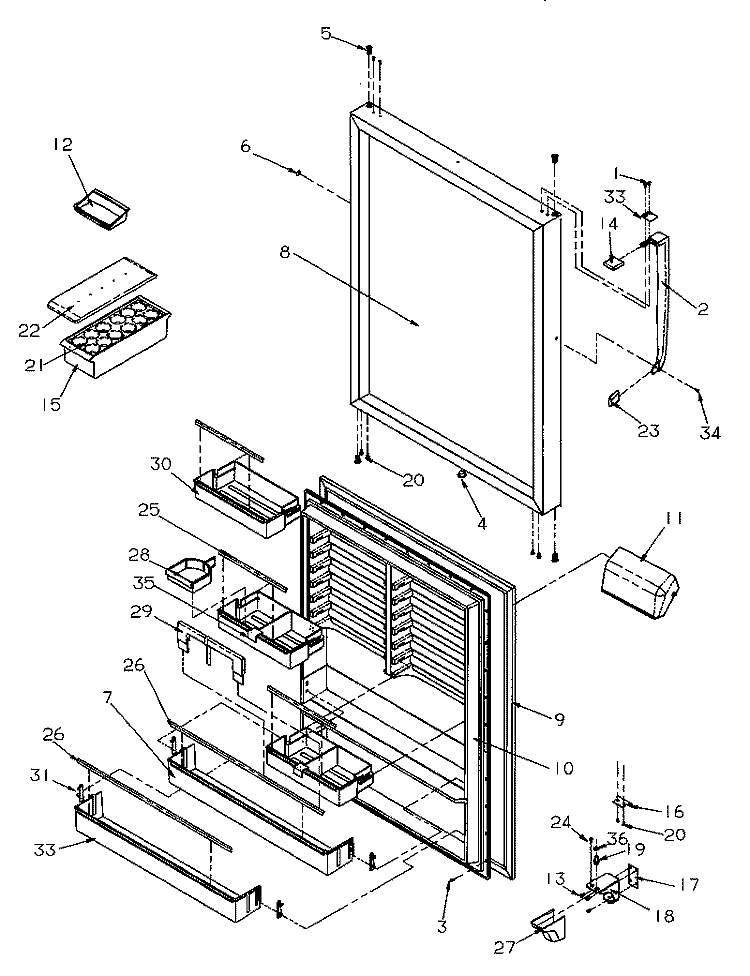 REF DOOR Diagram and Parts List for TR21S4E P1196103W E Amana Refrigerator