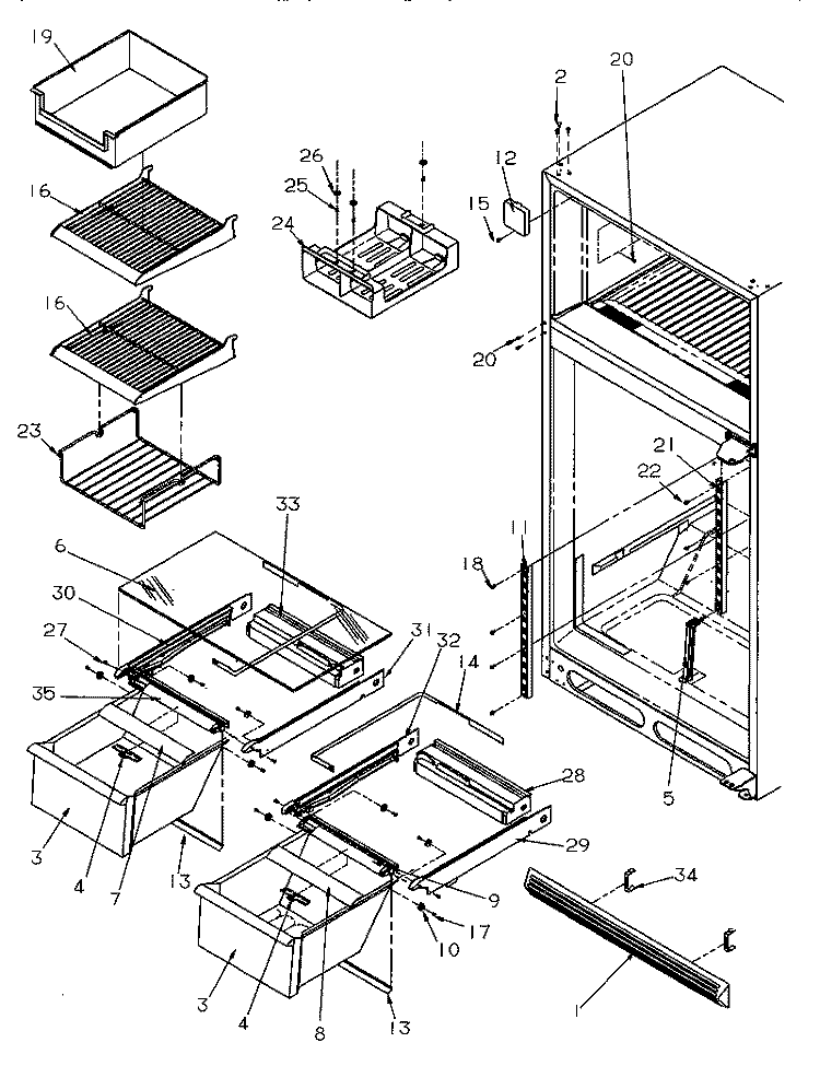 CABINET SHELVING Diagram and Parts List for TR21S4E P1196103W E Amana Refrigerator