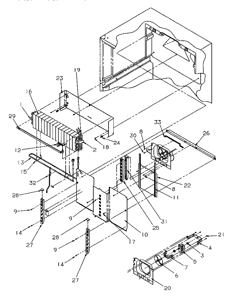 EVAP AREA Diagram and Parts List for TR21S4E P1196103W E Amana Refrigerator