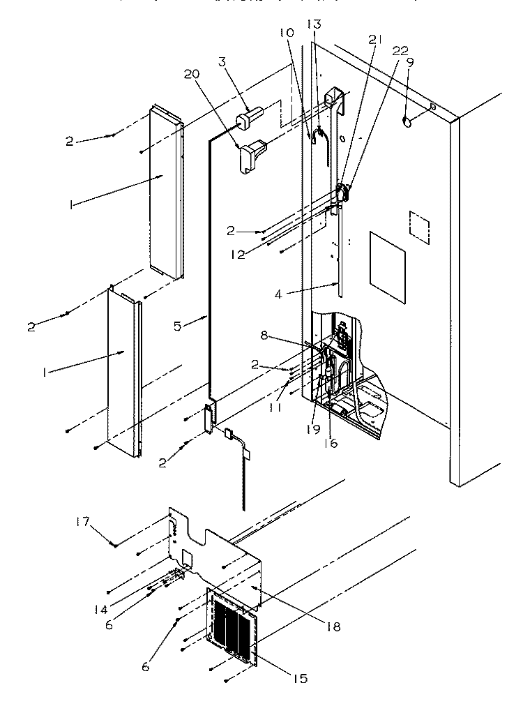 CABINET BACK Diagram and Parts List for TR21S4E P1196103W E Amana Refrigerator