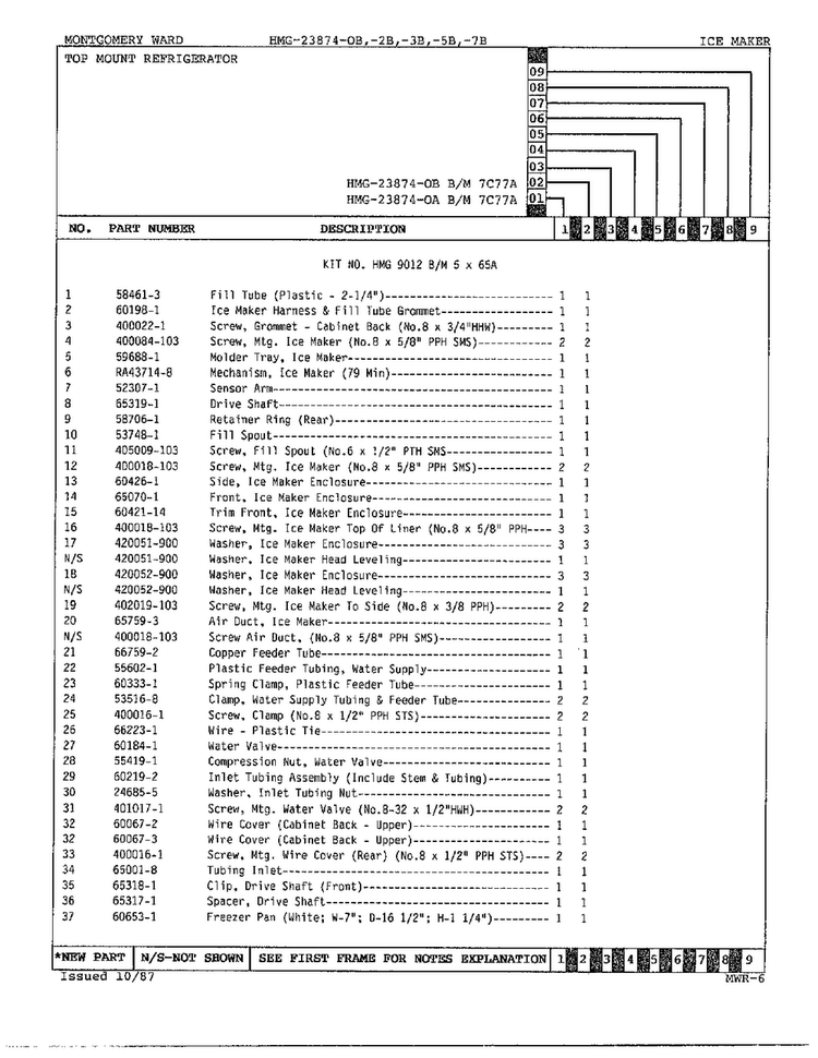 Ice Maker Page 2 Diagram and Parts List for 23874B  Admiral Refrigerator