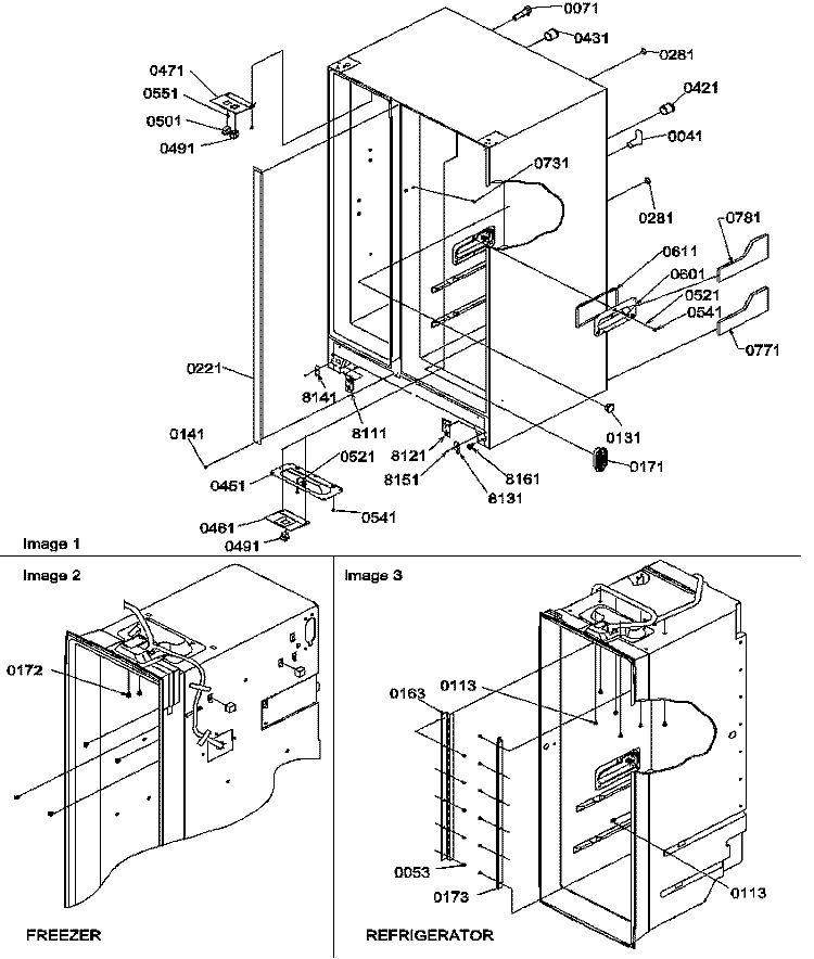 CABINET PARTS Diagram and Parts List for SRDE27S3E P1190602W E Amana Refrigerator