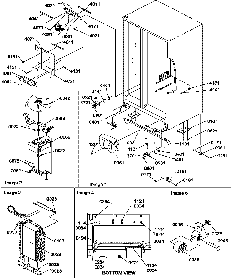 DRAIN SYSTEM, ROLLERS, AND EVAP ASSY Diagram and Parts List for SRDE27S3E P1190602W E Amana Refrigerator