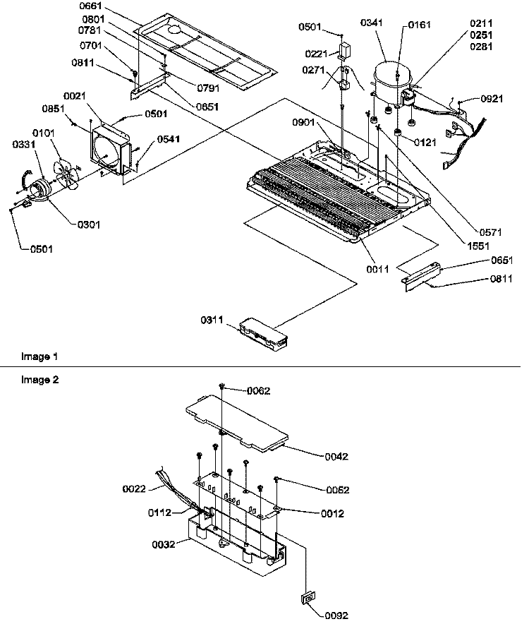 MACHINE COMPARTMENT Diagram and Parts List for SRDE27S3E P1190602W E Amana Refrigerator
