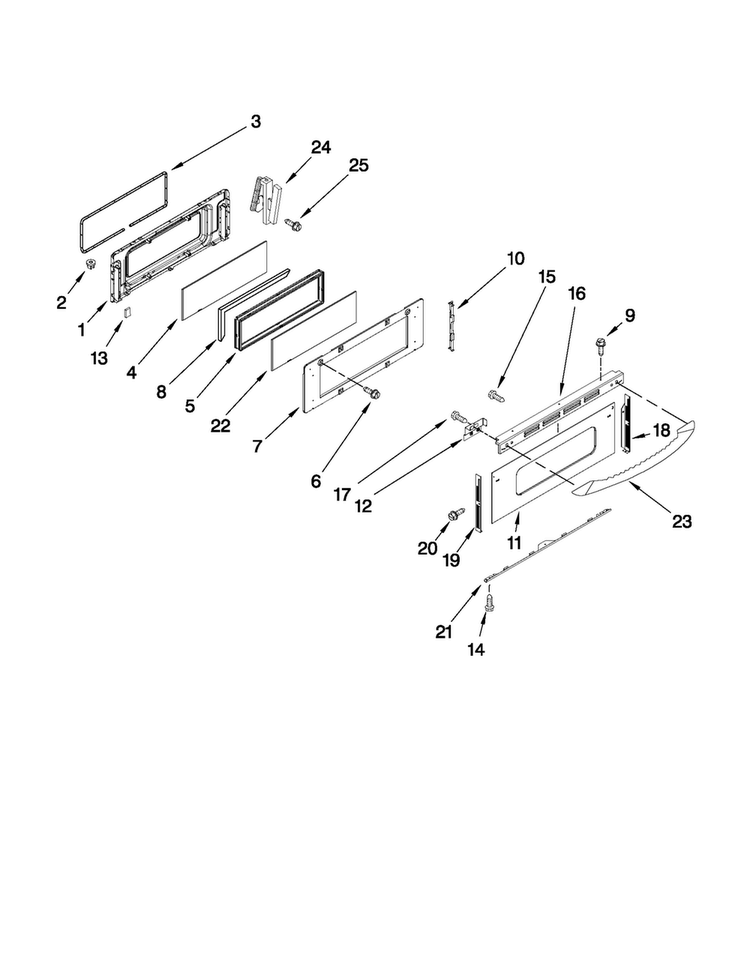 Upper Door Parts Diagram and Parts List for MER6755ACB24  Maytag Range