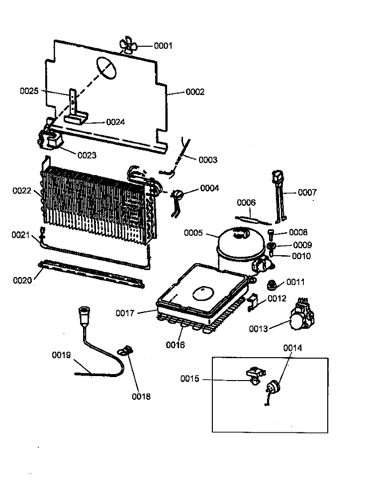 UNIT COMPARTMENT AND SYSTEM Diagram and Parts List for ESUF15JW P1179619W Amana Freezer