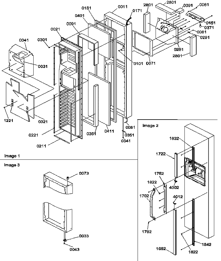 FZ DOOR Diagram and Parts List for SXD25S2E P1190421W E Amana Refrigerator