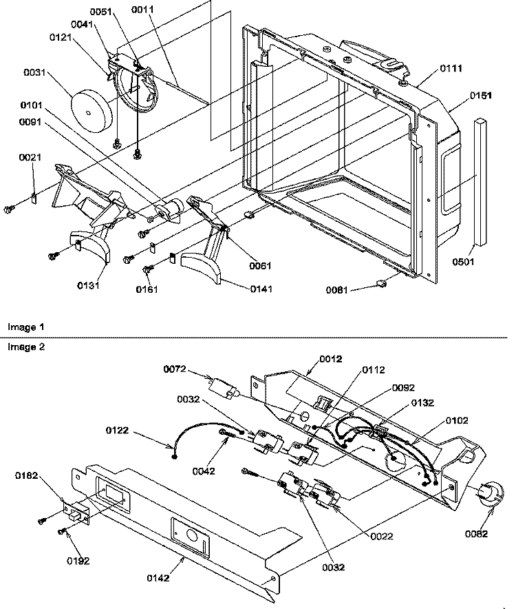 ICE & WATER CAVITY & ELEC BRKT ASSY Diagram and Parts List for SXD25S2E P1190421W E Amana Refrigerator