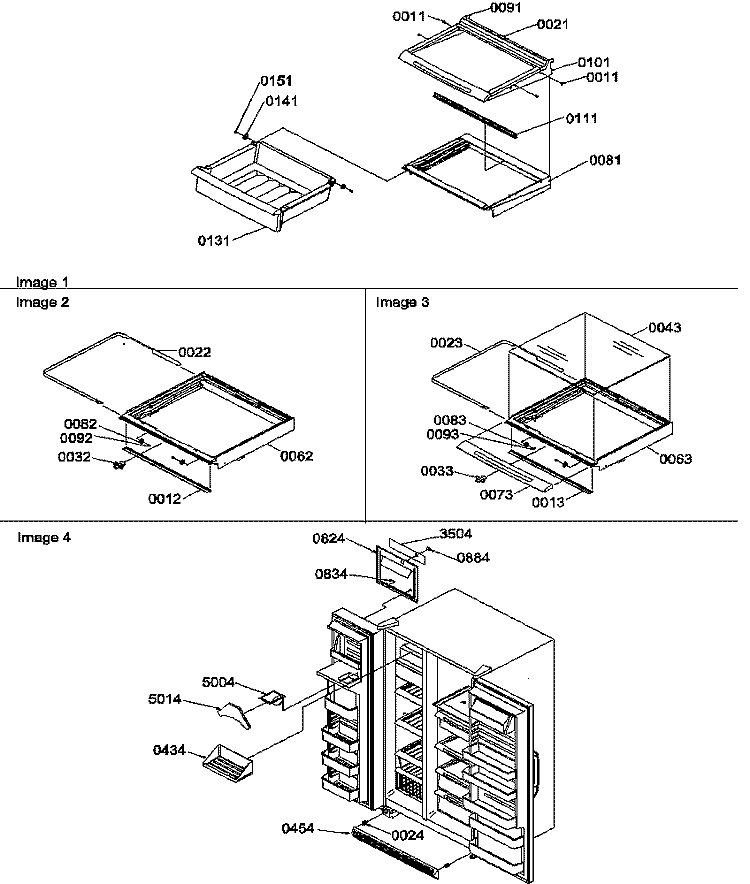 CRISPER & DELI ASSEMBLIES AND TOE GRILLE Diagram and Parts List for SXD25S2E P1190421W E Amana Refrigerator