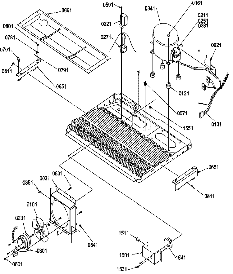 MACHINE COMPARTMENT Diagram and Parts List for SXD25S2E P1190421W E Amana Refrigerator