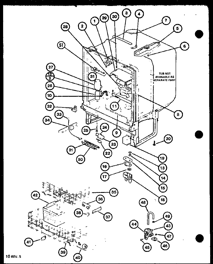 Page 4 Diagram and Parts List for DU5000 P7712005W Amana Dishwasher