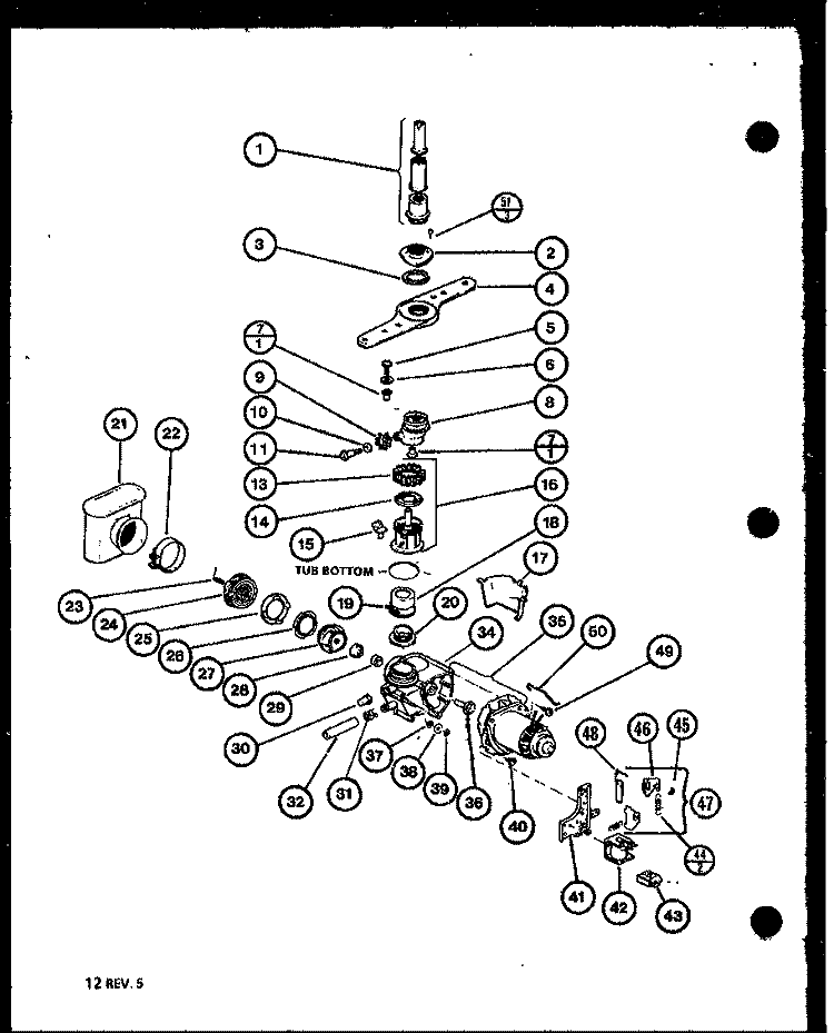 Page 5 Diagram and Parts List for DU5000 P7712005W Amana Dishwasher