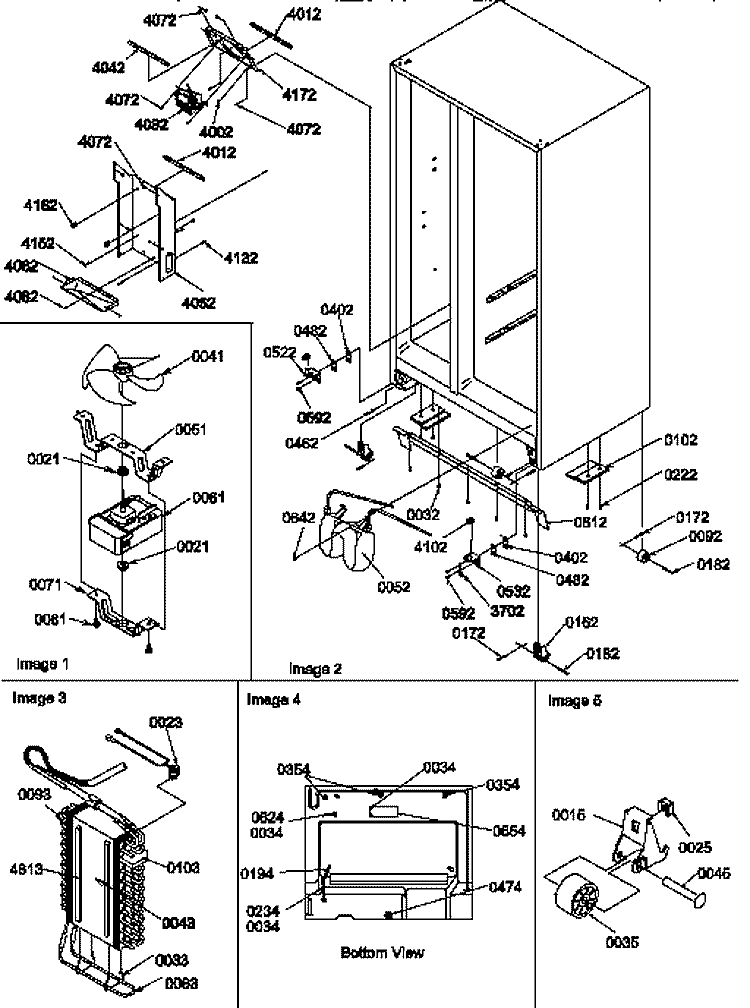 DRAIN SYSTEM, ROLLERS, AND EVAP ASSY Diagram and Parts List for SSD21SW P1193908W W Amana Refrigerator