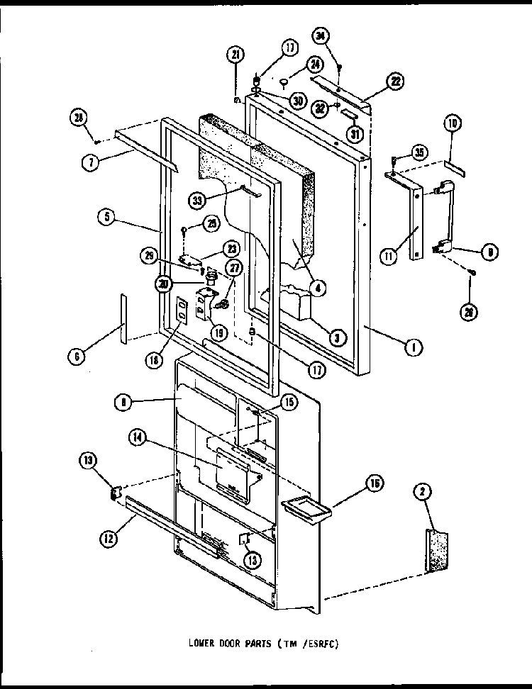 Lower Door Parts Diagram and Parts List for TM14F-P75658-2W  Amana Refrigerator
