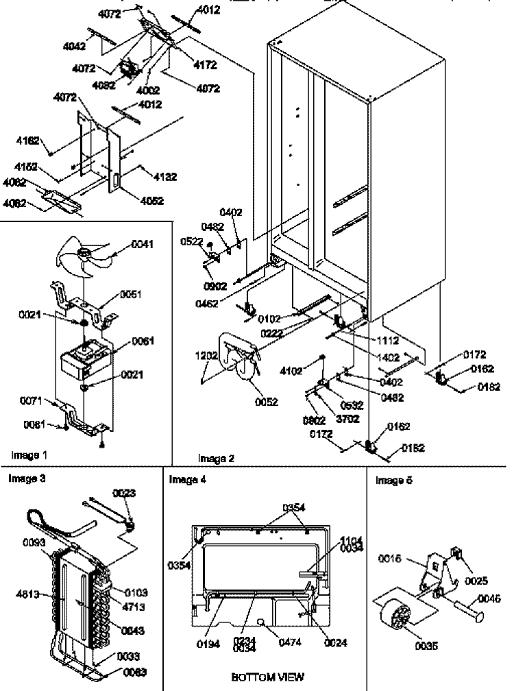 DRAIN SYSTEM, ROLLERS, AND EVAP ASSY Diagram and Parts List for SXD20TL P1302901W L Amana Refrigerator