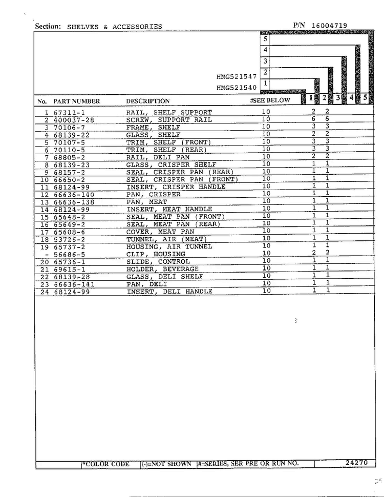 Shelves And Accessories Page 2 Diagram and Parts List for 52154  Admiral Refrigerator