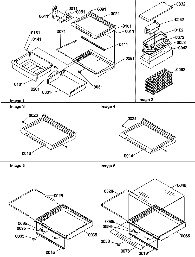 SHELVES, DELI, CRISPER ASSEMBLIES, & ACS Diagram and Parts List for SR20TW P1190102W W Amana Refrigerator