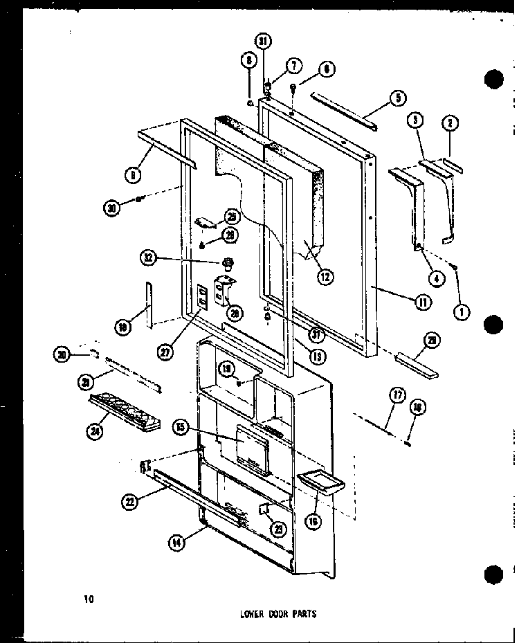 Lower Door Parts Diagram and Parts List for TC18D-P73500-25W  Amana Refrigerator