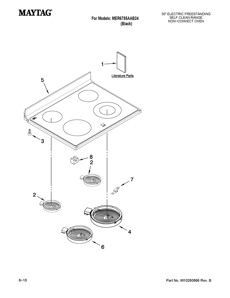 Cooktop Parts Diagram and Parts List for MER6755AAB24  Maytag Range