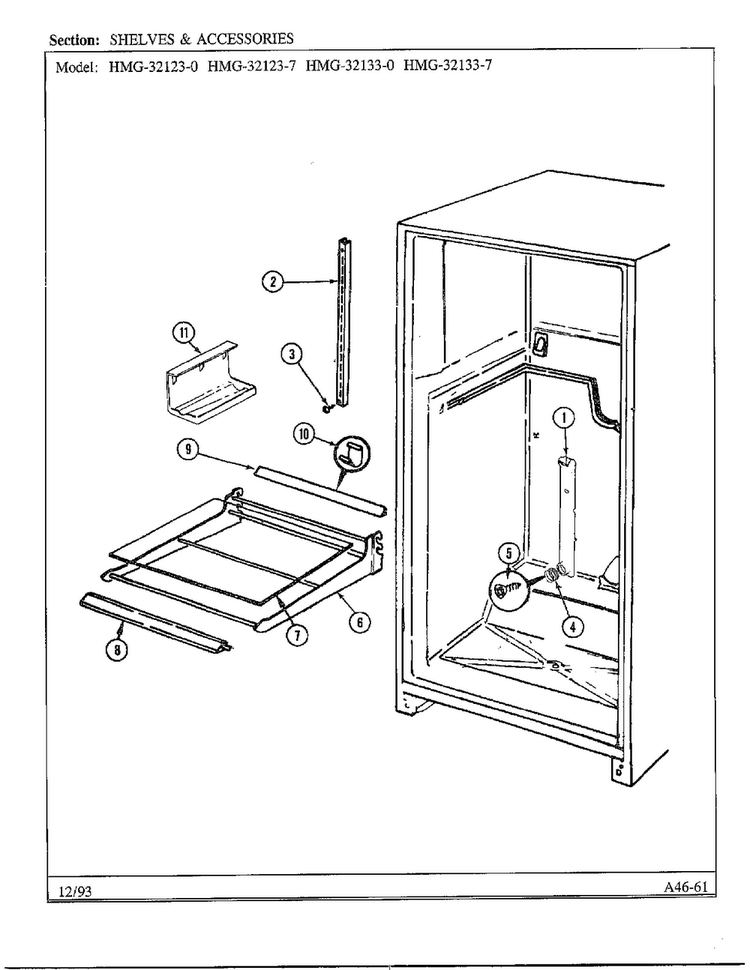 Shelves And Accessories Diagram and Parts List for 32123-0  Admiral Refrigerator
