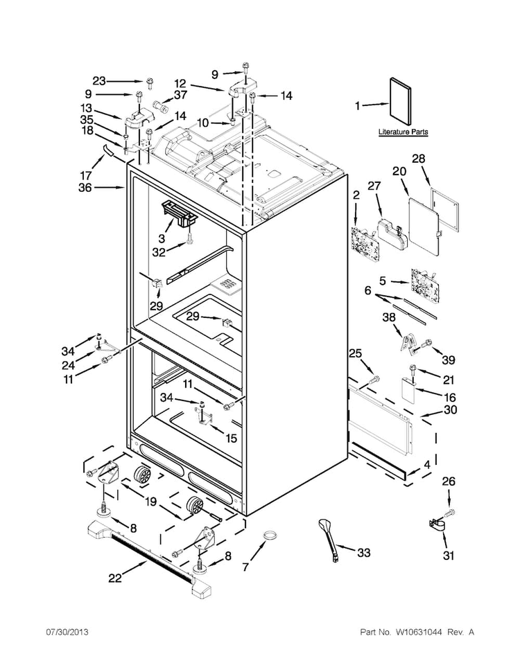Cabinet Parts Diagram and Parts List for MFT2976AEM02  Maytag Refrigerator