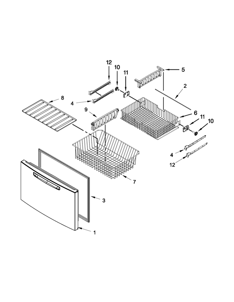 Freezer Door Parts Diagram and Parts List for 5MFX257AA001  Maytag Refrigerator