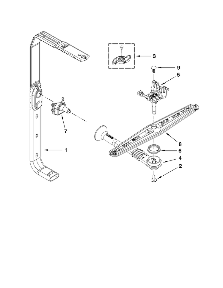 Upper Wash And Rinse Parts Diagram and Parts List for MDBH949AWB2  Maytag Dishwasher