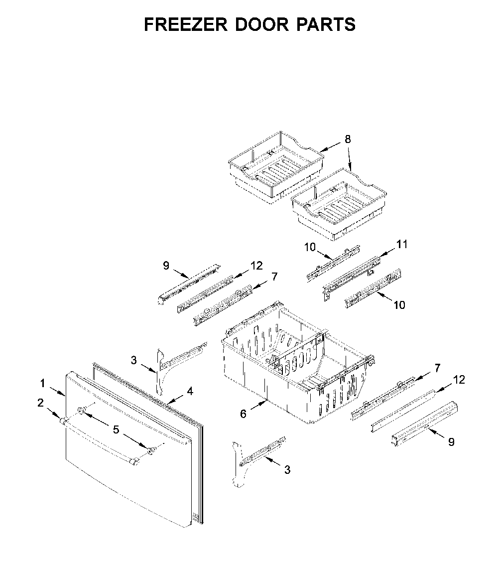 Freezer door parts Diagram and Parts List for MFI2269FRB02  Maytag Refrigerator