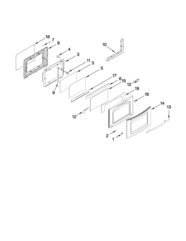 Door Parts Diagram and Parts List for JES8850BAB19  Jenn-Air Range