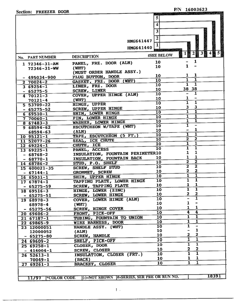 Freezer Door Page 2 Diagram and Parts List for 641440  Admiral Refrigerator