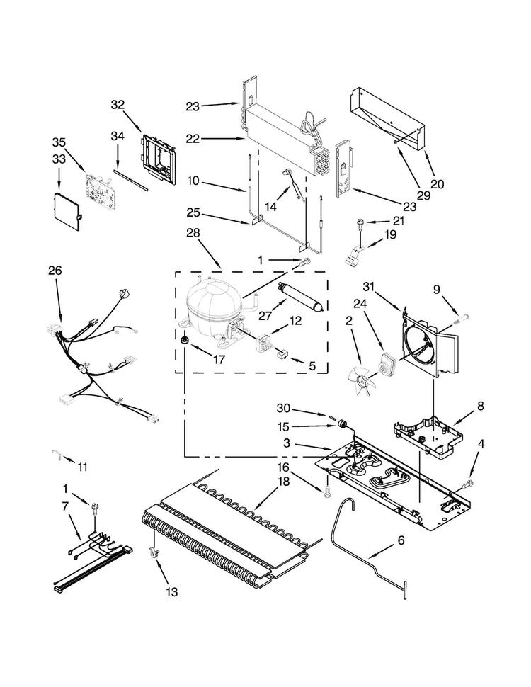 Unit Parts Diagram and Parts List for AFI2538AEB4  Amana Refrigerator