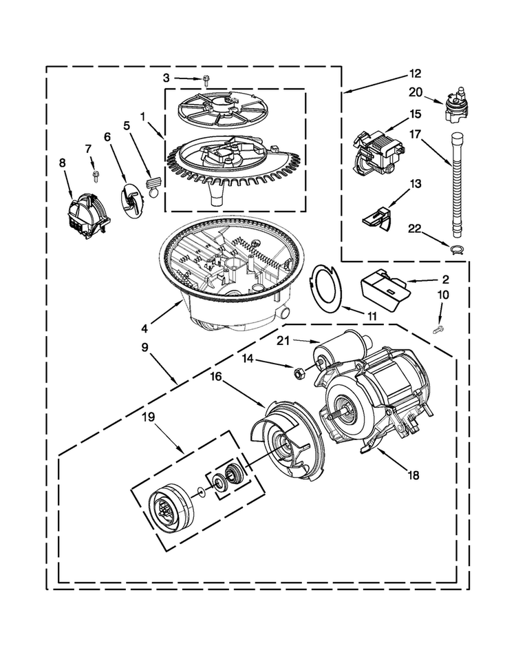 Pump And Motor Parts Diagram and Parts List for MDB8949SBM2  Maytag Dishwasher