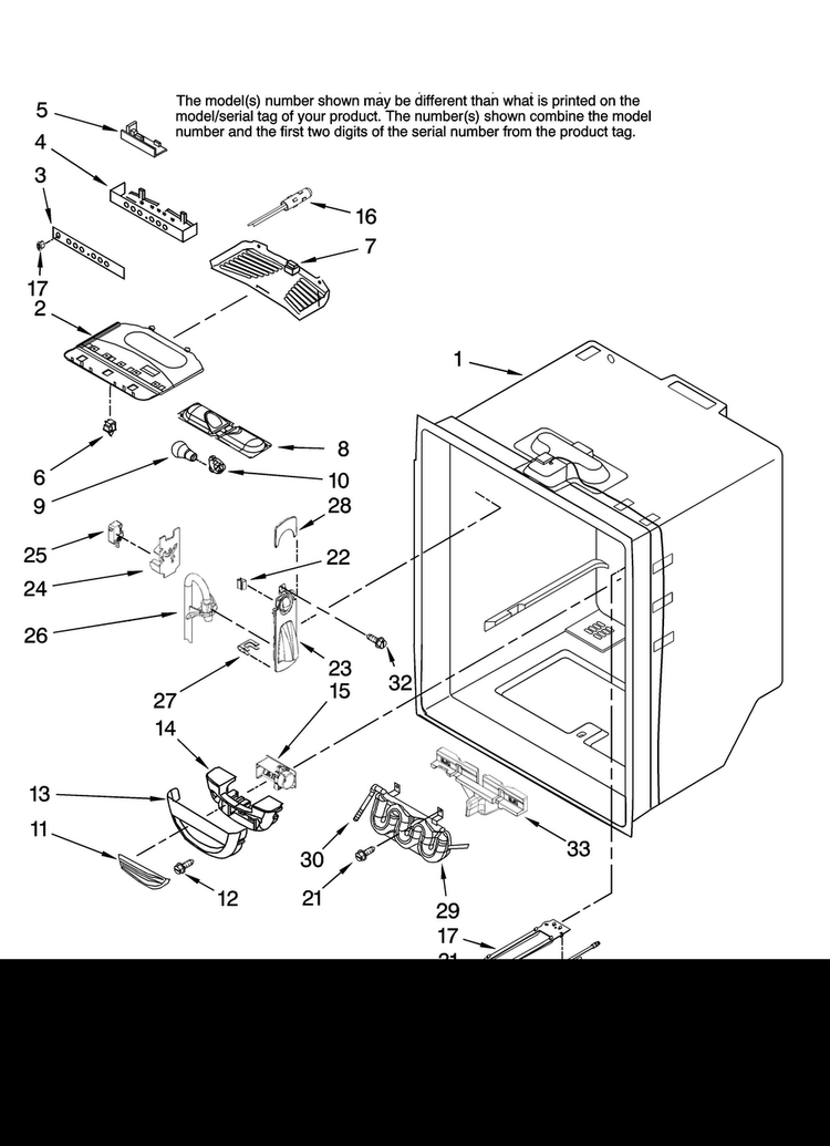 Refrigerator Liner Parts Diagram and Parts List for JFC2089HTB12  Jenn-Air Refrigerator