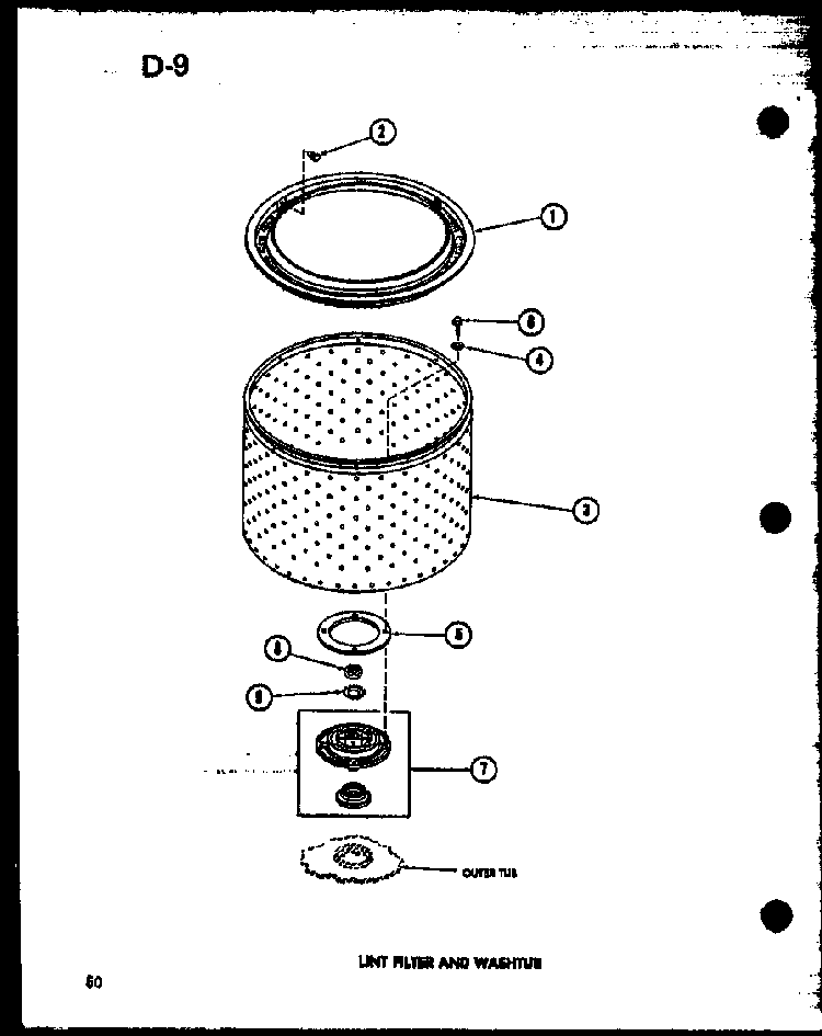 Lint Filter And Washtub Diagram and Parts List for TAA200 P75751-13W Amana Washer